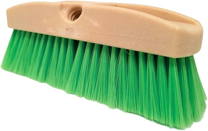 Teravan Green Flow Through Brush Head, 10-Inch Extra Soft Bristle Brush for Gentle Car Wash, RV, Boat, Window & Floor Cleaning, Compatible with Pole Handle