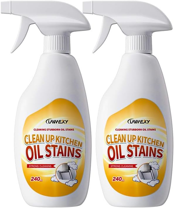 LANWEXY-Heavy Duty Glass Stove Top Oven Bbq Grill Microwave Cooktop Cleaner Spray、For Outdoor Grill Electric Stove Top、Non Toxic Fume Free (2 bottles【recommended for light oil stains】)