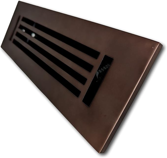 Madelyn Carter 2 x 10 Cast Aluminum Linear Vent Cover with Damper - Oil Rubbed Bronze (Overall: 3.75 x 11.75) | Floor Register - Wall Register