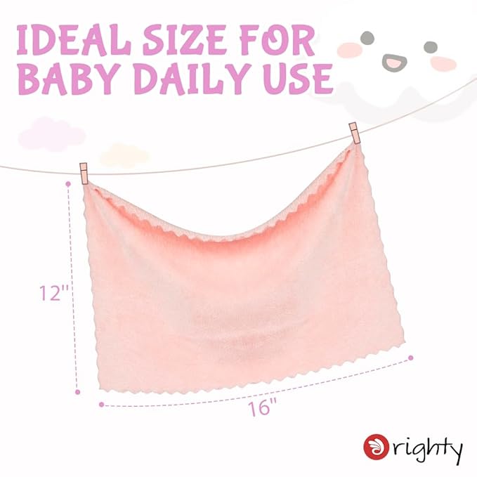 Orighty Burp Cloths for Baby - Super Soft & Highly Absorbent Coral Fleece, 12 x 16 Inch Gentle & Large Burp Rugs, 8 Pack