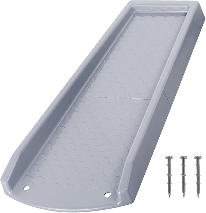 Rain Gutter Downspout Splash Block, Gutter Downspout Extensions for Water Drainage, 24" Gutter Splash Guards Downspout Extender, Fixable Down spout Drain Trays with PE Nails(1 Pack, Gray)