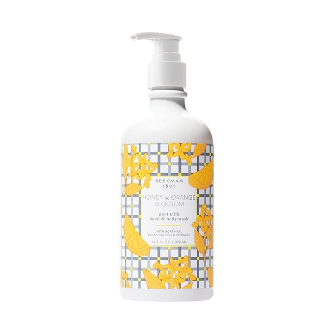 Beekman 1802 Goat Milk Hand Wash – Honey & Orange Blossom – Scented – 12.5 oz – Moisturizing & Gentle – Good for Sensitive Skin – Ready for Use, Pump Inserted