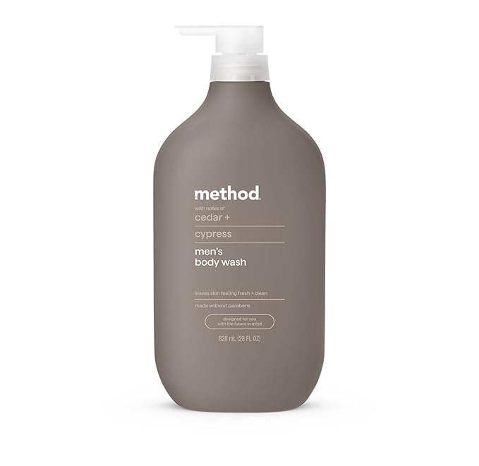 Method Men Body Wash, Cedar and Cypress, Paraben and Phthalate Free, Quick-Lathering Cleansers, Cruelty Free, 28 oz