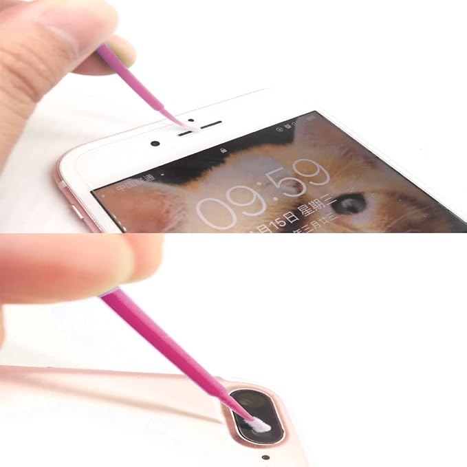 100 Pack Phone Charge Port Cleaning Tool kit,Bendable Mini Soft Round Brushes Cleaner Compatible with iPhone 11 Pro Speaker Tablet Camera Laptop Computer Smartphone, Purple