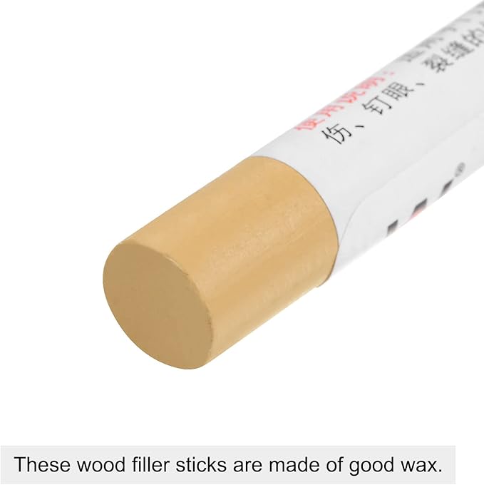 uxcell Wood Wax Filler Stick, Furniture Crayons Wooden Repair Wax Filler Stick Touch Up Wax Paint Pens for Scratches Holes Floor Laminate Tables Desks, Light Spanish Yellow