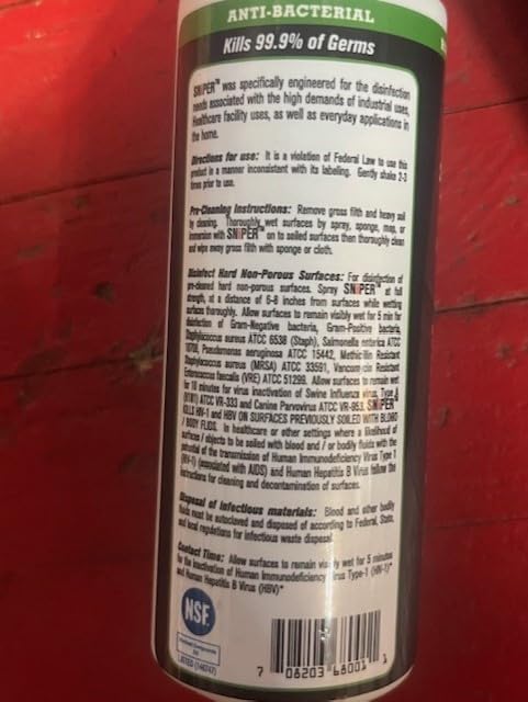 SNiPER Hospital Disinfectant, Odor Eliminator & All-Purpose Cleaner, Made in the USA, 4 Ounce Spray, 12-Pack