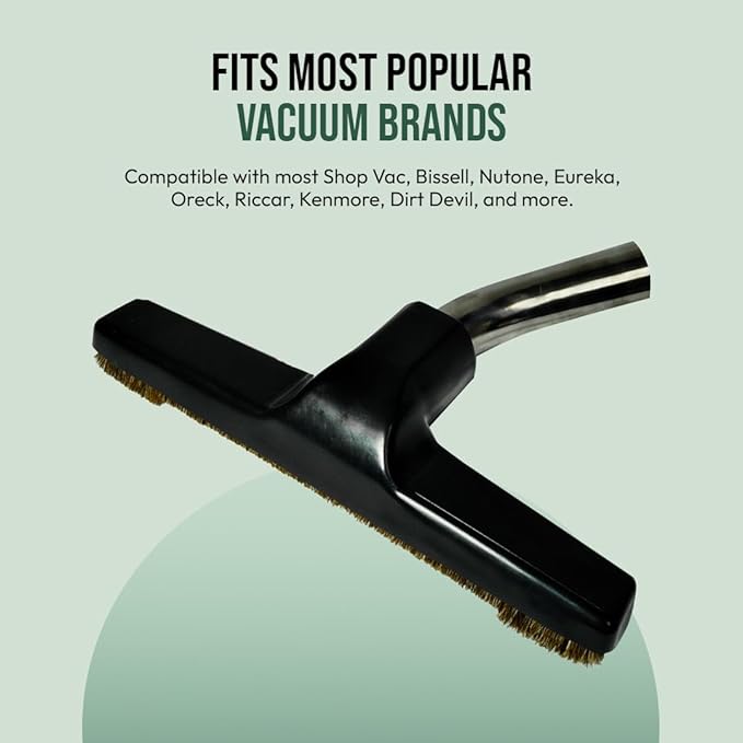 Hardwood Eureka & Universal Vacuum Cleaner Floor Brush 1 ¼ inch (1.25'') (32mm) Inner Diameter with Horse Hair Soft Bristles 10” Wide (Black - Metal)
