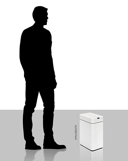ELPHECO Bathroom Trash Can with Lid 2.6 Gallon Smart Trash Can Slim Motion Sensor Garbage Can Automatic Stainless Steel Wastebasket Bathroom Decor for Bedroom Office Toilet White
