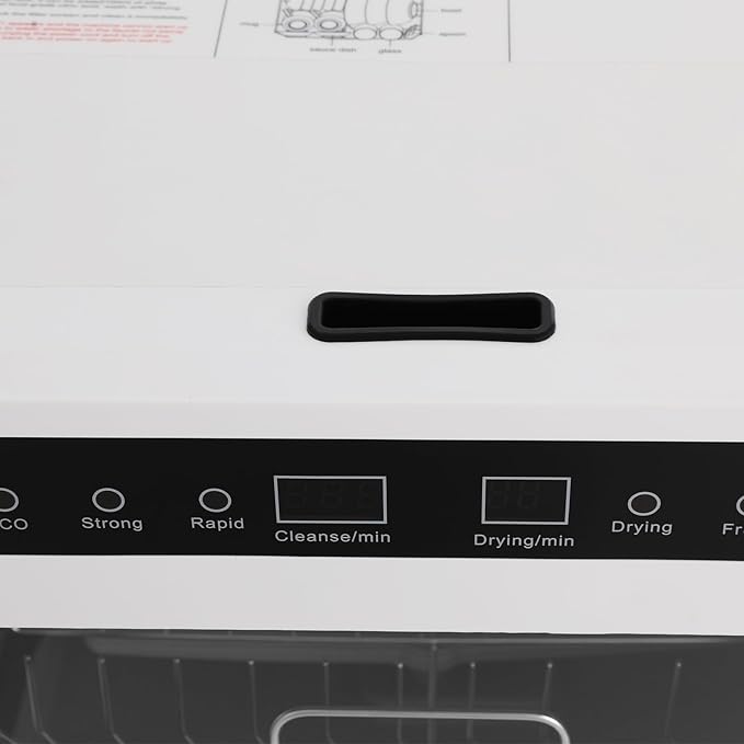 Portable Mini Tabletop Dishwasher, 6.8L Capacity, 4 Cleaning Modes, 360° Dual Spray, 161.6°F High Temperature Water Dissolves Grease & Hot Air Cycle Drying Household Dishwasher