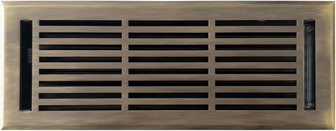 EMPIRE REGISTER CO Linear Design, Heavy Duty Floor Vent Covers, Metal Damper Attached. Vent Covers for Floor only. (Floor, Antique Brass, 4 x 12 inch (Pack of 1))