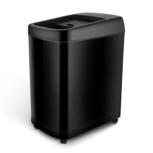 50 Liter / 13.2 Gallon Motion Sensor Trash Can with Roll Lid & Wheels - Automatic Touchless Trashcans for Kitchens, Bedroom, Office Trash Bin (Black)