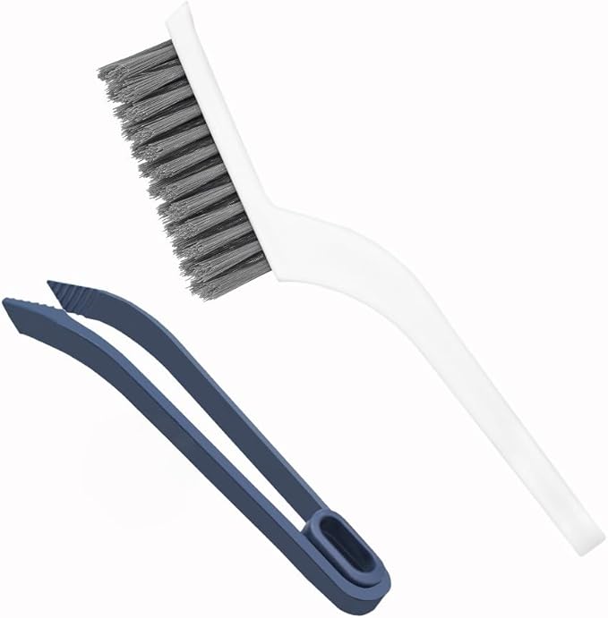 53''Grout Cleaning Brush with Long Handle,Grout Cleaner Brush for Tile Floors ,2 in 1 V-Grout Scrubber for Crevice, Tile Line, Shower, Kitchen, Bathroom