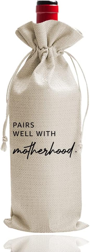 DOI-LANEE Funny New Mom Gift Wine Bags, New Baby, Mother Mama Present, Pairs Well with Motherhood, Mother's Day Gifts, Mommy Gifts Box, Personalized Gift Ideas