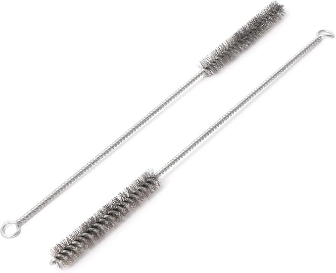 12 Inch Pipe Cleaning Brush Set with Stainless Steel Bristles, Steel Wire Tube Brush Kit for Auto Parts Polishing, Machining, Bottles, Tubes, Etc.（13mm-2pcs）