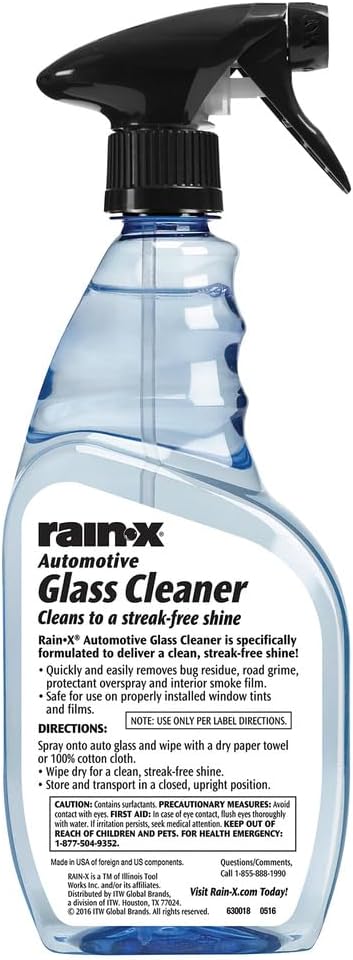 Rain-X 630018 Auto Glass Cleaner, 23 oz. - Cleans Car Windows, Windshields and Other Auto Glass Surfaces for a Clean, Streak-Free Finish