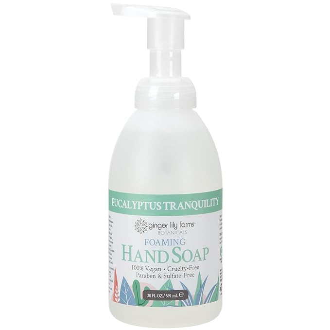Ginger Lily Farms Botanicals All-Purpose Foaming Hand Soap Refill, 100% Vegan & Cruelty-Free, Eucalyptus Tranquility Scent, 20 Fl Oz (Pack of 8)
