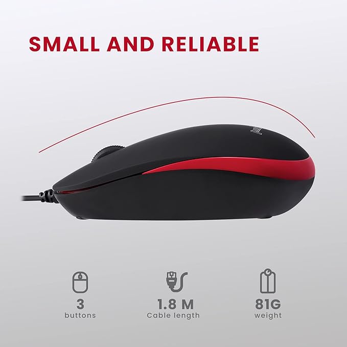 Perixx PERIDUO-212 Wired Mini Keyboard and Mouse Set, USB Connection, Black, US English Layout