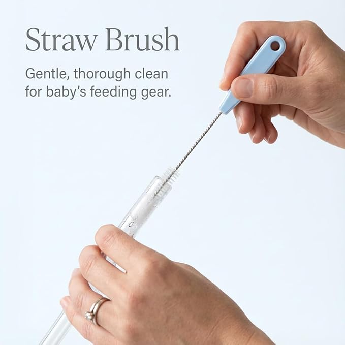 5-in-1 Baby Bottle Brush Set, Including Nylon and Silicone Bottle Brush, Bottle Cap, Straw and Nipple Cleaner, BPA-Free (Blue)