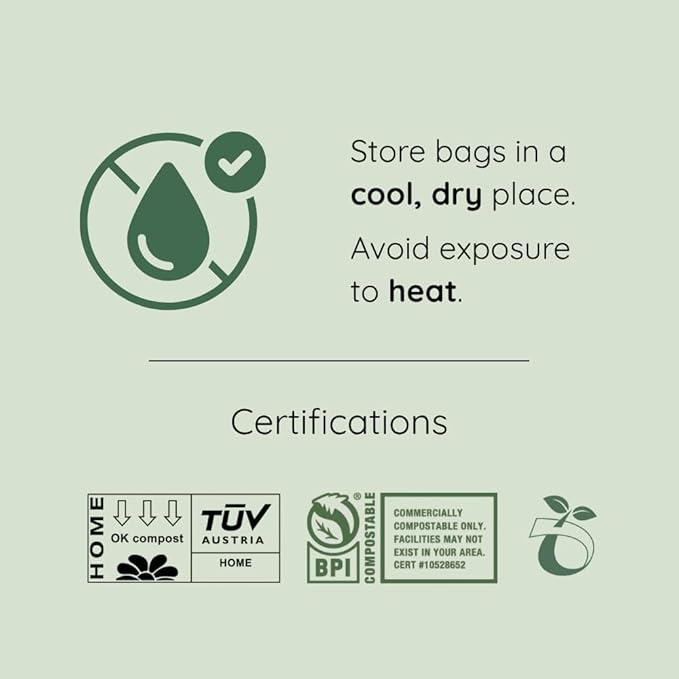 Compost Bags, Compostable Trash Bags 3 Gallon Compostable Bags 200 Count Small Compost Bags for Countertop bin Extra Thick 0.71 Mil. ASTM D6400 Certified By BPI and TÜV AUSTRIA (3 Gallon, 200 Units)