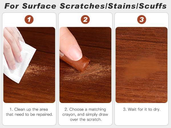 SEISSO Wood Furniture Scratch Repair Filler Sticks, 8 Colors Wax Sticks with Sharpener, Premium Wood Scratch/Dent/Crack/Mark/Stain Cover&Remover, Upgrade Crayons for Floor, Table, Door, Cabinet