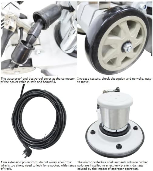 1.8KW Stone Ground Grinding and Polishing Machine Walk-Behind Concrete Floor Polisher with 17" Chassis Diameter Dust-free System with 12L Water Tank for Marble Granite Terrazzo 175RPM 110V