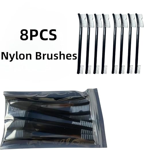 8-Pack Heavy-Duty Scrub Brush: Wire & Nylon Brushes for Grills, Guns & Sneakers – Heat-Resistant + Ergonomic Non-Slip Handle for Contains Gun Cleaning Supplies, Masonry Brush & Compact Travel Brushs