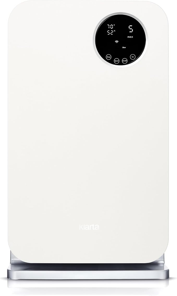 Air Purifier for Home - Smart WiFi App - Ultra Quiet 20 dB - Removes Allergens, Smoke & Odors - 99.97% Particle Filtration - Up to 1200 ft - Klarta Forste White