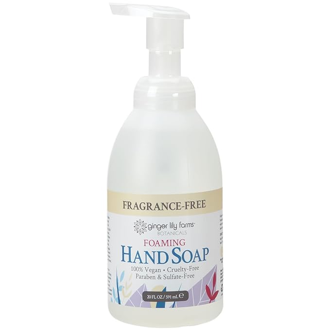 Ginger Lily Farms Botanicals All-Purpose Foaming Hand Soap Refill, Fragrance Free, 100% Vegan & Cruelty-Free, Unscented, 20 Fl Oz (Pack of 8)