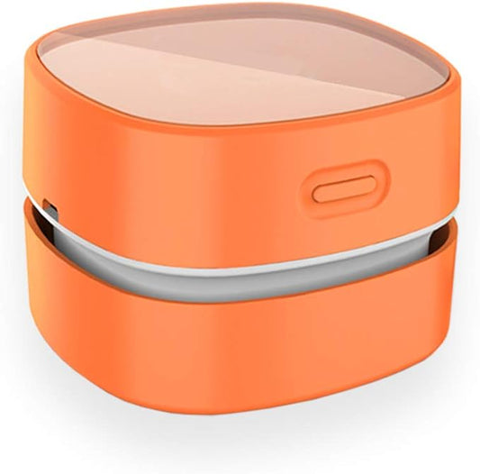ODISTAR Desktop Vacuum Cleaner,Mini Table dust Sweeper Energy Saving with auto Power-Off Function,High Endurance up to 400 mins,Cordless&360º Rotatable Design for Keyboard/Office(Orange Charging)