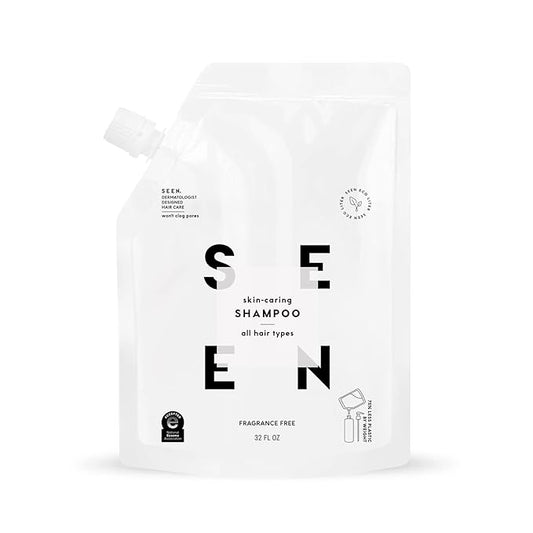 SEEN Shampoo Eco-Refill, Fragrance Free - Non-Comedogenic Hair Shampoo- Dermatologist-Developed - Safe for Sensitive, Eczema & Acne Prone Skin