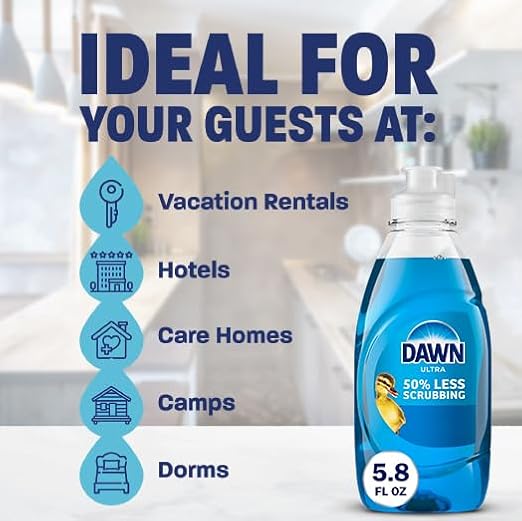Dawn Ultra Dish Soap, Bulk Dishwashing Liquid Detergent, Grease Removal, Original Scent, 5.8 oz (Case of 24)