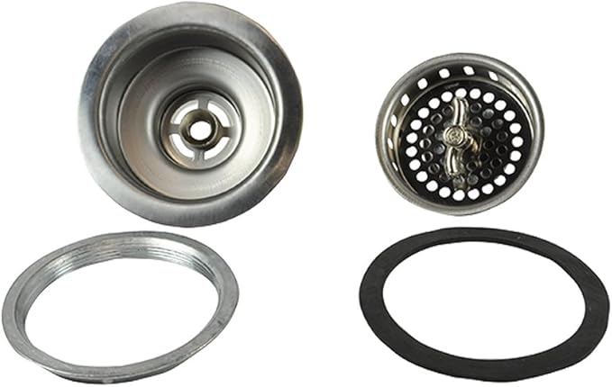 DANCO Twist Tight Kitchen Sink Strainer Assembly, 3-1/2 inch, Stainless Steel, 1-Pack (81077)