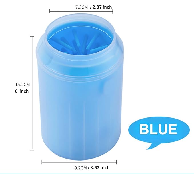 Dog Paw Cleaner for Large/Petite Paw Washer Easy to Use & Clean Portable Dog Paw Cleaner Cup Foot Washer with Silicone Washers (L, Blue)