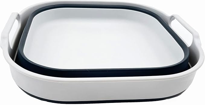 SAMMART 10L (2.64 Gallon) Collapsible Dishpan - Foldable Washing Basin - Portable Dish Washing Tub - Space Saving Kitchen Storage Tray (Grey/Slate Grey)