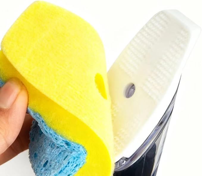 CELOX Dish Sponge with Handle, Non-Scratch Soap Dispensing Dishwand