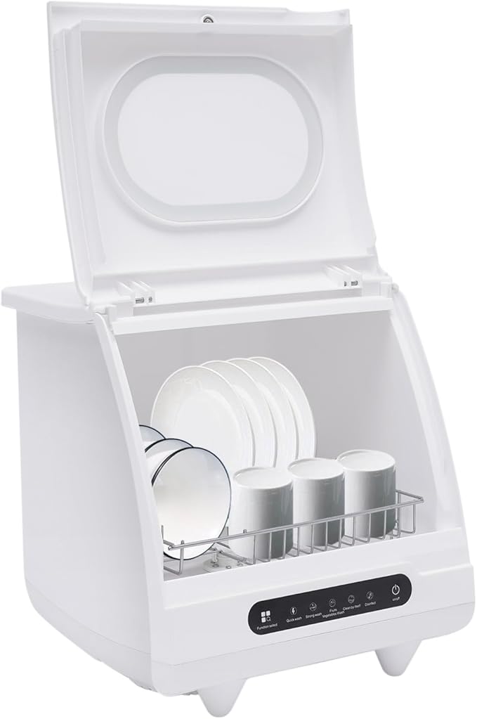Portable Mini Dishwasher Countertop, 1200W 5 Washing Programs Display Washing Programs Table Top Dishwasher, With 360°Dual Spray, for Apartments& RVs, 158℉ High-Temp