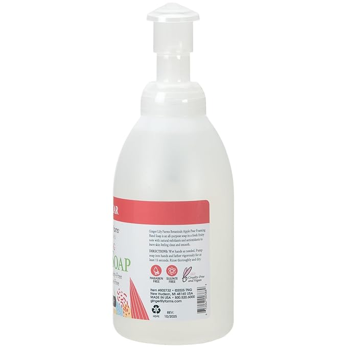 Ginger Lily Farms Botanicals All-Purpose Foaming Hand Soap Refill, 100% Vegan & Cruelty-Free, Apple Pear Scent, 20 Fl Oz (Pack of 1)