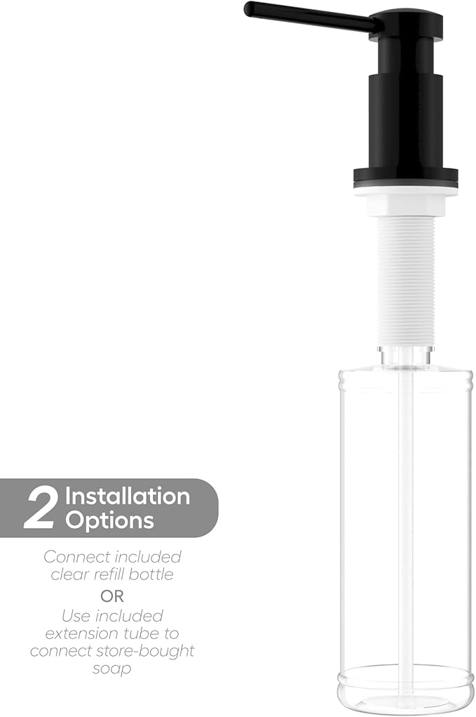 Karran SD55 Kitchen Soap Dispenser – Premium Lead-Free Brass, Dual Refill Options, 47" Undermount Tube for Large Bottles, Self-Priming Pump, Commercial-Grade Durability Matte Black