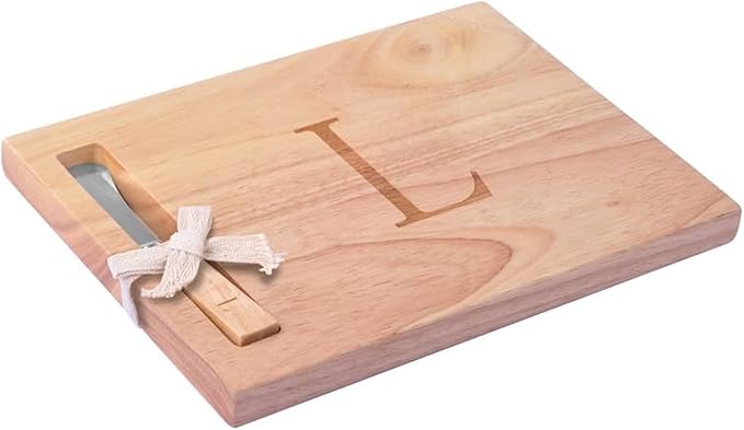 Miicol Wood Charcuterie Board, Monogram Cheese Board 10 Inch, Personalized Initial Cutting Board with Spreader, Unique Housewarming Gift, Ideal for Kitchen, Home, Letter L