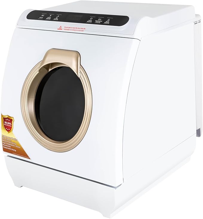 Dishwasher, 900W Portable Countertop Dishwasher 8 Sets Tableware Upper & Lower Double Spraying 360° Deep Cleaning Air-Dry Function For Small Homes, Apartments, Boats, Campers, Rvs (White)