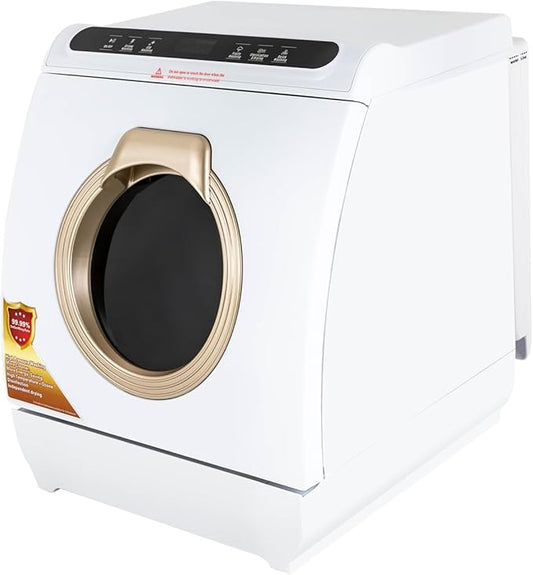 Dishwasher, 900W Portable Countertop Dishwasher 8 Sets Tableware Upper & Lower Double Spraying 360° Deep Cleaning Air-Dry Function For Small Homes, Apartments, Boats, Campers, Rvs (White)