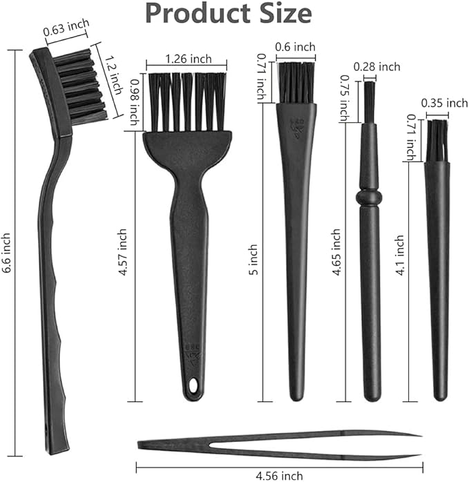 Keyboard Brush,6 in 1 Multi-Purpose Portable Plastic Handle Nylon Anti Static Brush Kit Fit for MacBook Laptop,Phone,Computer Keyboard,Machine,Car Interior Detailing,PP Handle,Razor Cleaning Brush