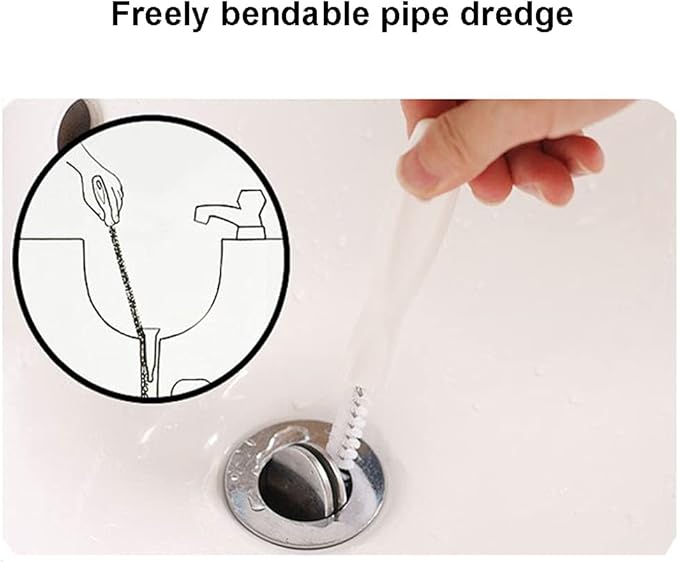 1Pcs Flexible Sink Cleaning Brush, 45cm Drain Pipe Dredging Cleaing Brush, Reusable Drain Unblocker Brush Dredge Tool Cleaner Stick