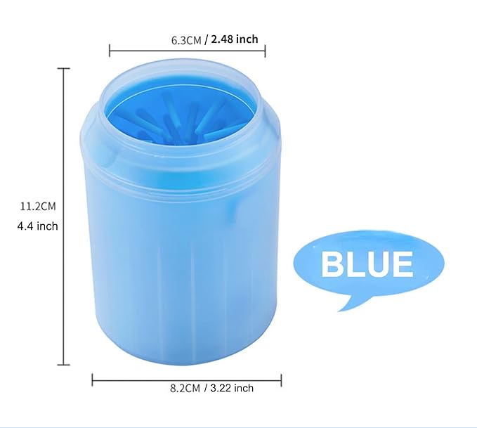 Dog Paw Cleaner for Dogs Large/Petite Paw Washer Easy to Use & Clean Portable Dog Paw Cleaner Cup Dog Foot Washer with Silicone Washers (M, Blue)