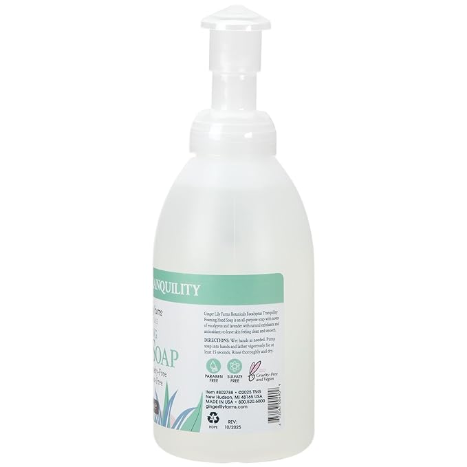 Ginger Lily Farms Botanicals All-Purpose Foaming Hand Soap Refill, 100% Vegan & Cruelty-Free, Eucalyptus Tranquility Scent, 20 Fl Oz (Pack of 1)