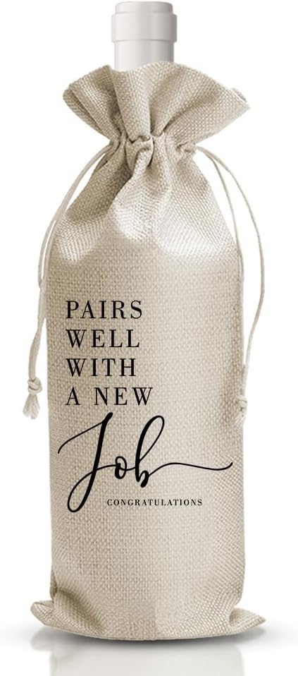 Burlap Wine Bottle Cover Bag - Perfect for New Job, Promotion or Going Away Gifts - 1 Pcs - DL375