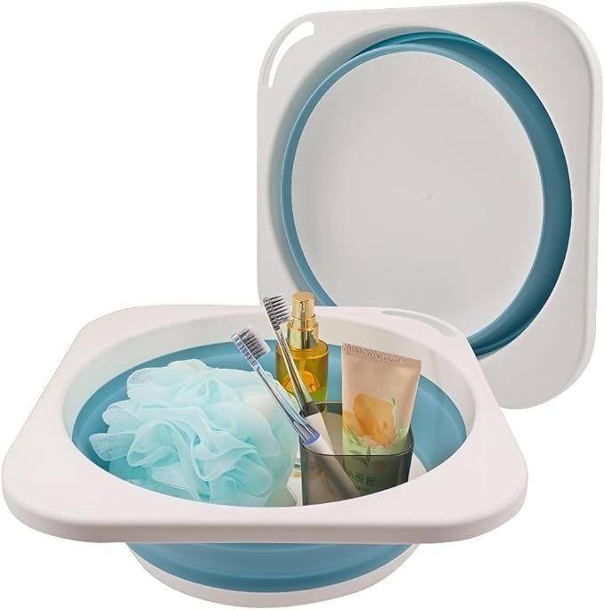 Portable Folding Wash Basin, 1.4 Gallon Lightweight Collapsible Sink, Camping Dish Tub, RV, Travel, Space-Saving and Easy to Store (Blue, 1 Pack)