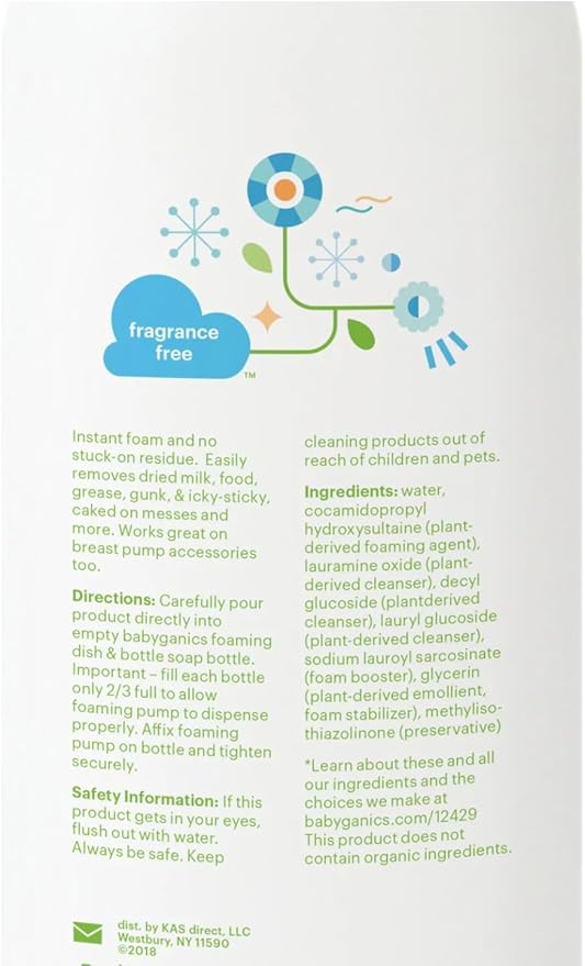 LuxProdX Baby ganic Foaming Dish & Bottle Soap 16 oz + 32 oz Refill – Plant-Based, Fragrance-Free, Baby-Safe Cleaning Kit