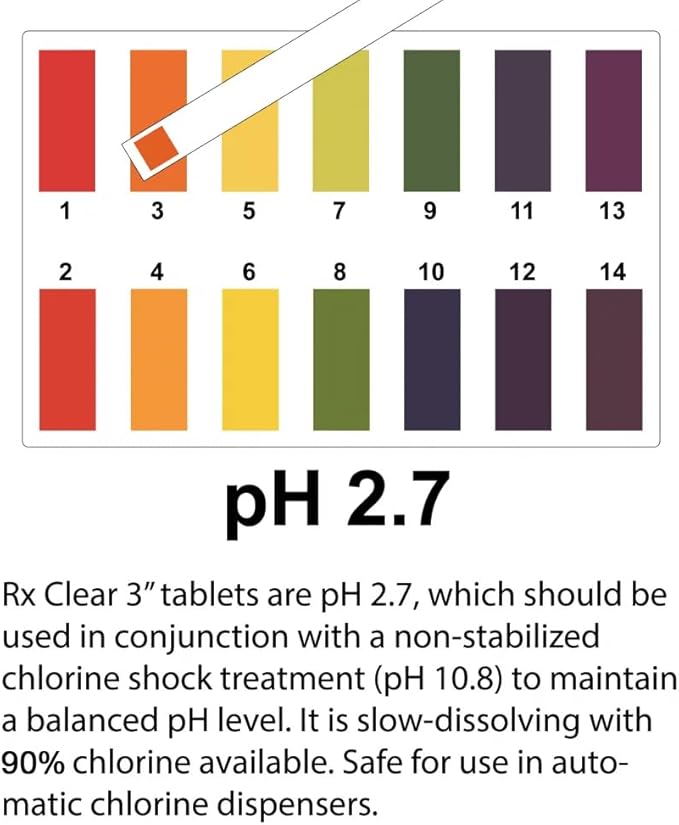 Rx Clear 3" Inch No Grab Chlorine Tabs | 22 Pound Bucket | Use Tablets As Bactericide, Algaecide Disinfectant in Swimming Pools | Water Soluble No Need to Take Out of Wrapper