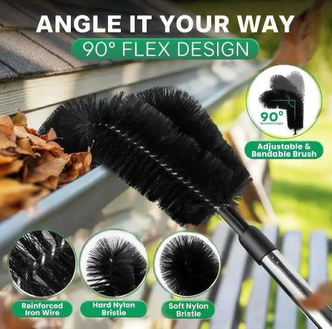 Premium Gutter Cleaning Tools from The Ground - 10.5 ft Long Adjustable gutter Cleaner & Brushs No Ladder Needed Branches And Debris from Gutters Clean Out Tool Makes it Easy To Clean Leaves.